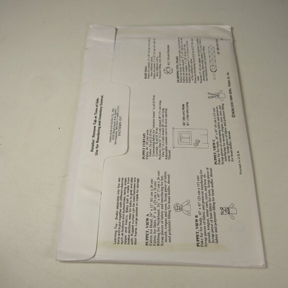 Kwik Sew 1217 Sewing Pattern NEW UNOPENED Puppet Theater & Puppets - Picture 4 of 7